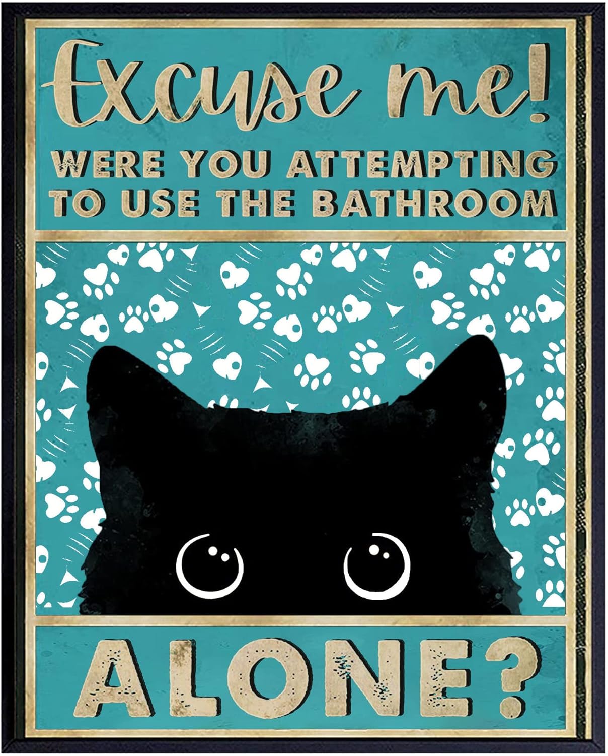 Home Alone Bathroom - Tin Metal Signs Vintage Cat Bathroom