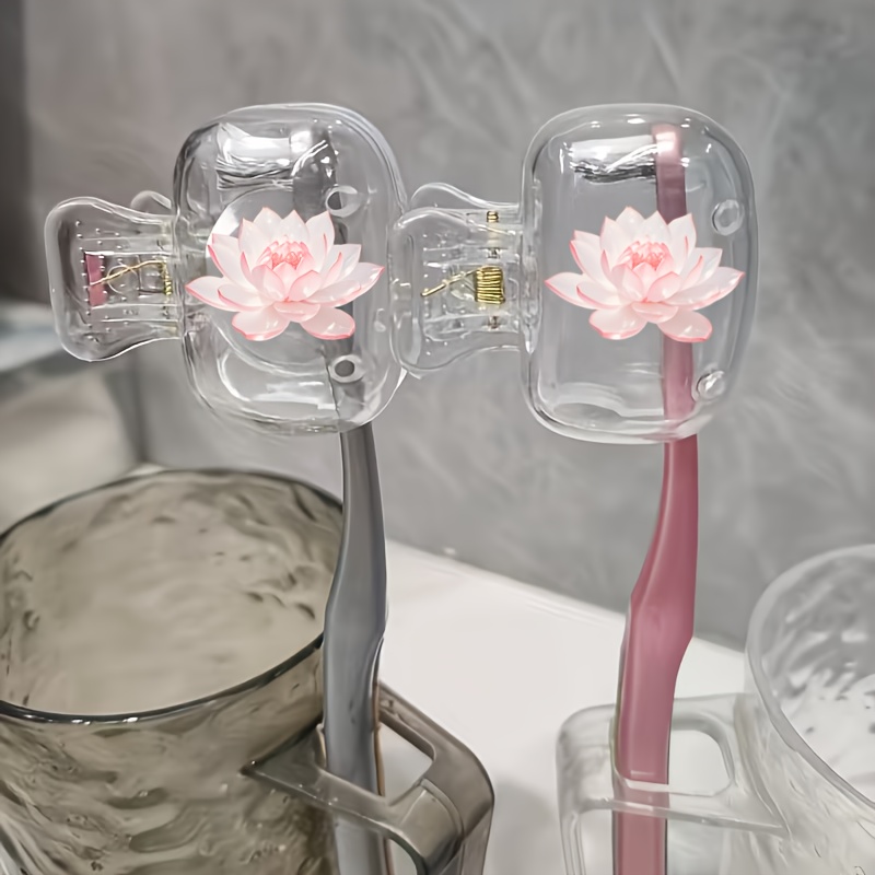 Toothbrush Holder Set - Beautiful Lotus 2pcs Toothbrush Holder Portable