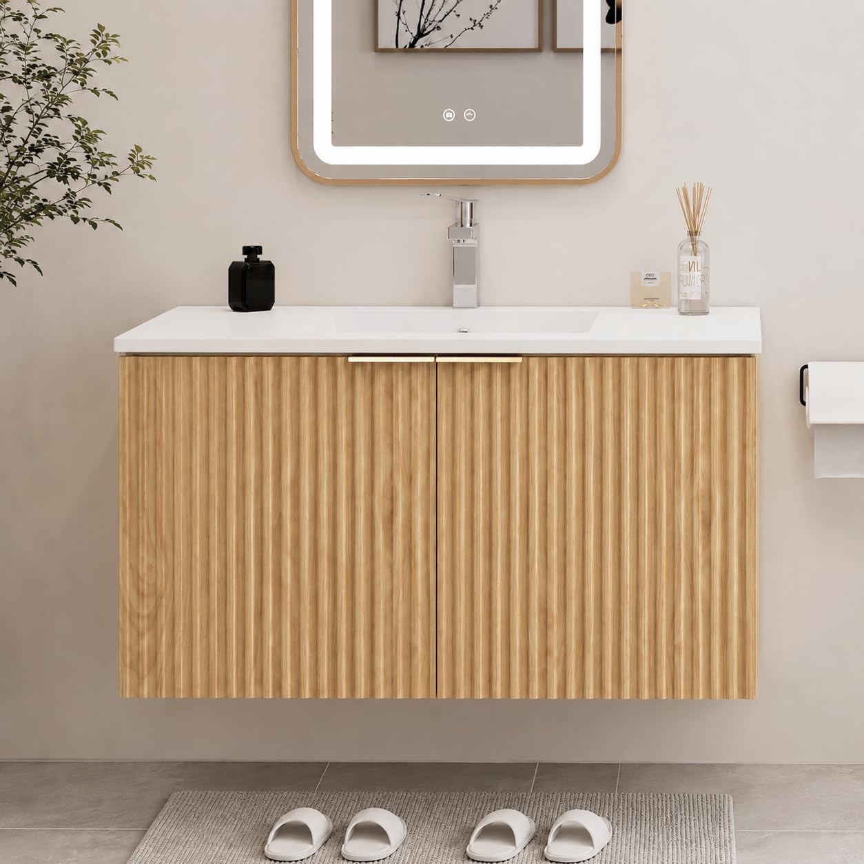 Home And Bathroom - Modern Floating Bathroom Vanity With Wavy