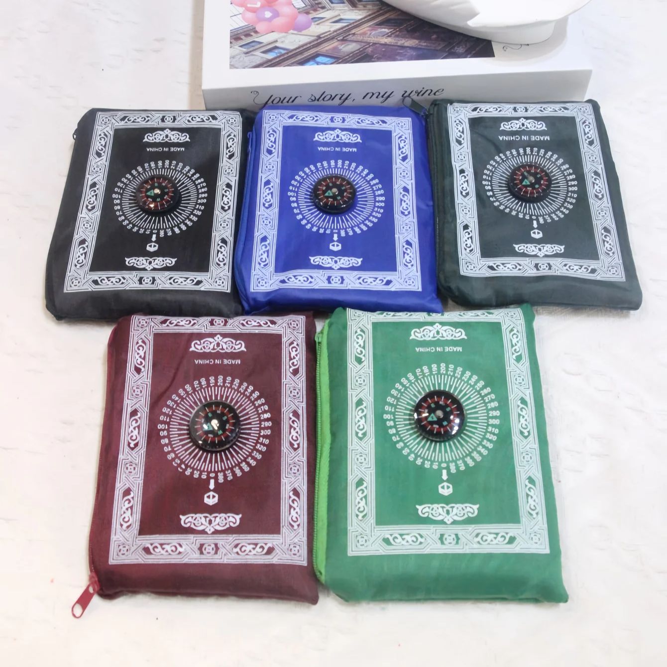 Home Bathroom Carpet - 5pcs Portable Prayer Rug with Compass