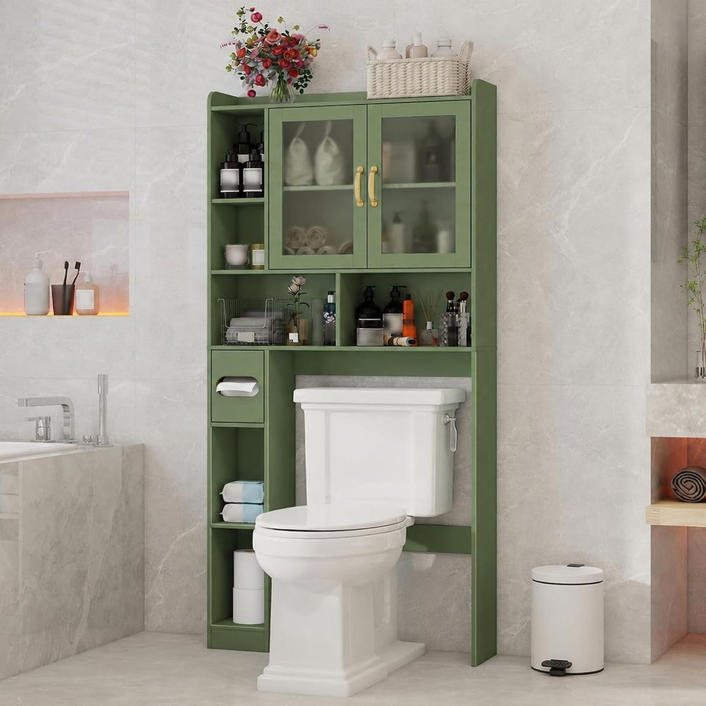Home And Bathroom - Space-Saving Acrylic Over-the-Toilet Storage Cabinet for