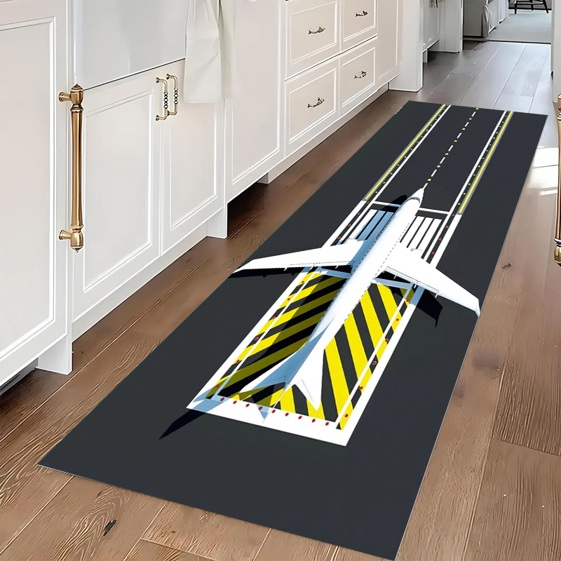 Jet Home Bathroom Mats - Top View Airport Apron Yellow Jet