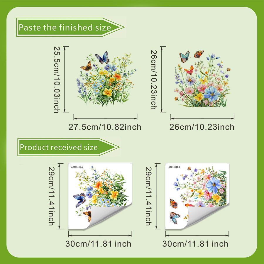 2PCS Fresh Flower & Butterfly  - огляд і ціна Home Bathroom Wall Tiles