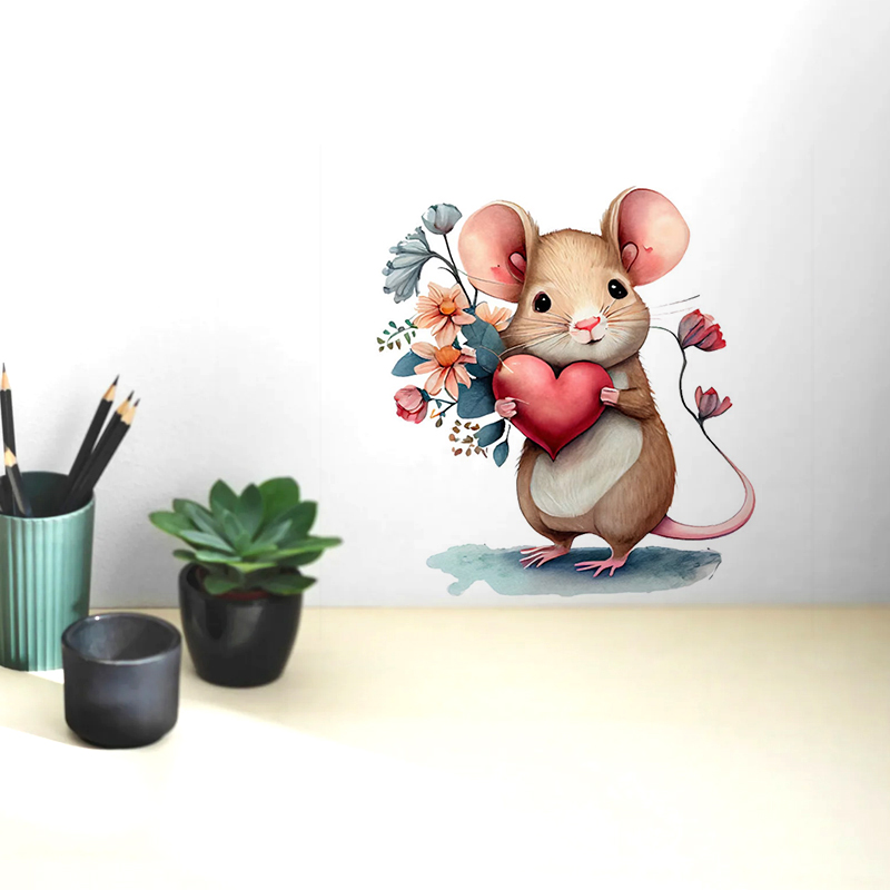 C228# Cute Mouse Wall Sticker  - огляд і ціна Home Bathroom Wall Tiles