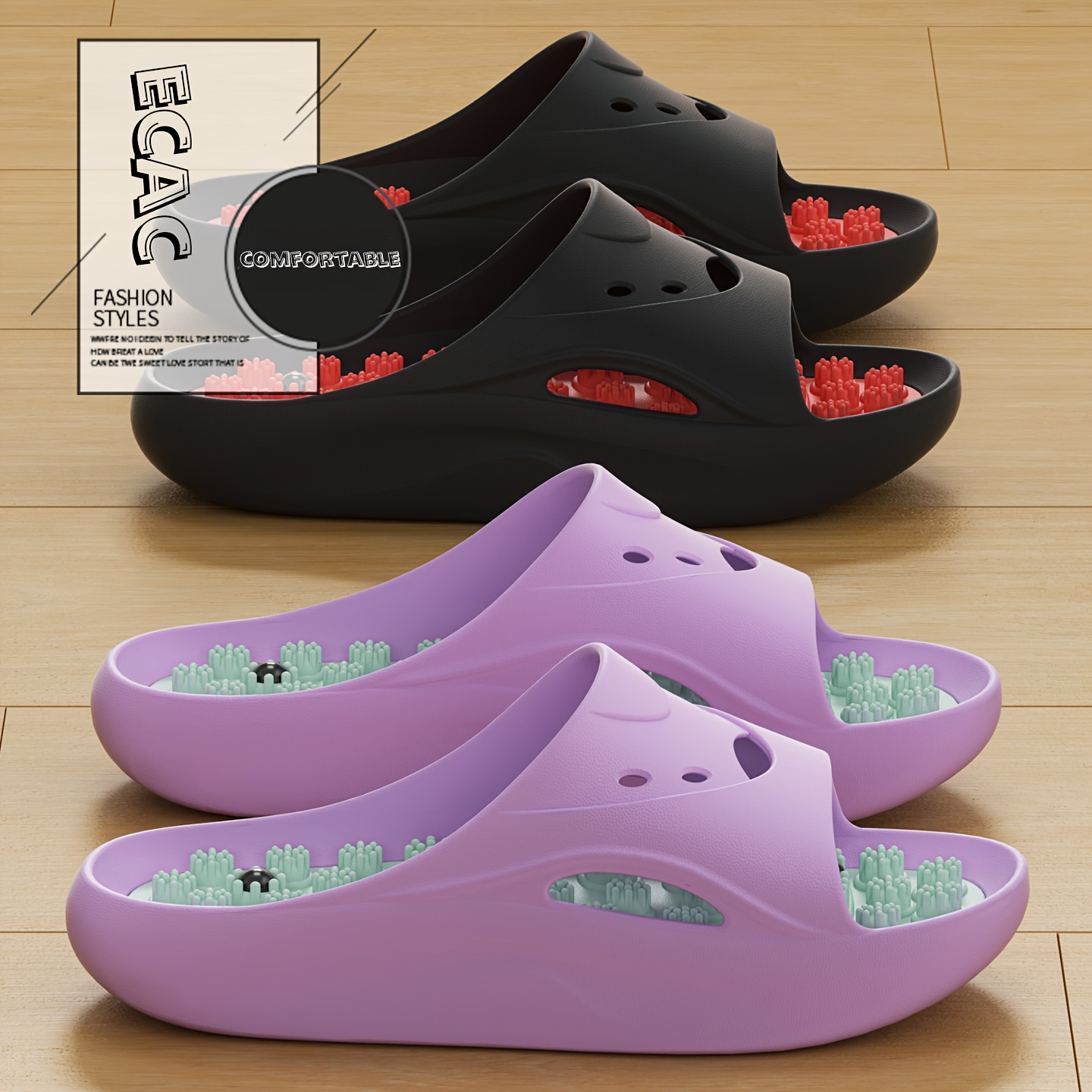 Women Men EVA Massage Slippers - огляд і ціна Home Bathroom Size