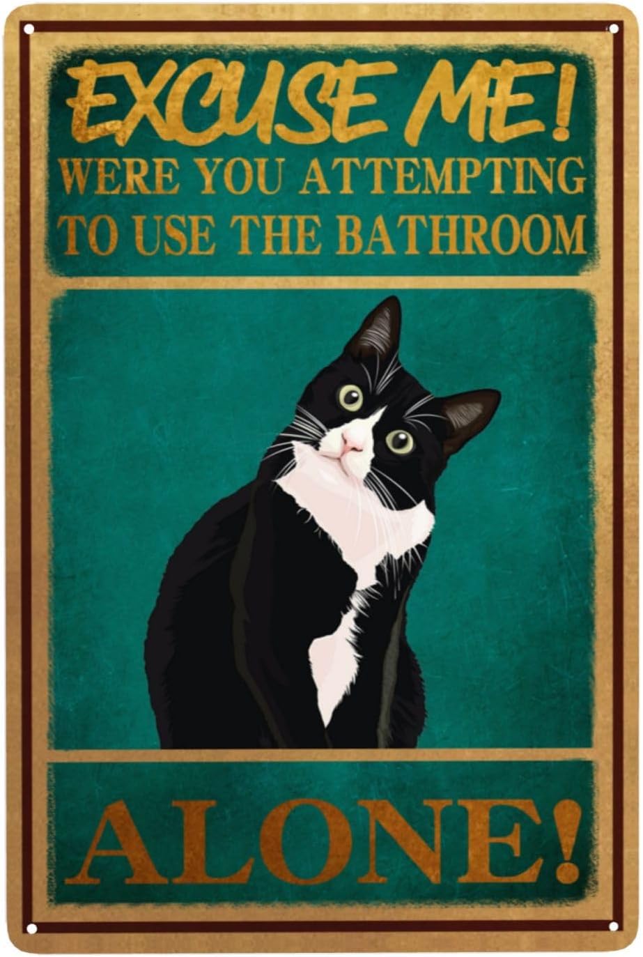 Retro Tin Signs Tuxedo Cat Bat - огляд і ціна Home Alone Bathroom