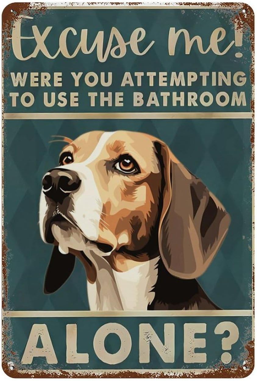 Funny Vintage Tin Sign Beagle  - огляд і ціна Home Alone Bathroom
