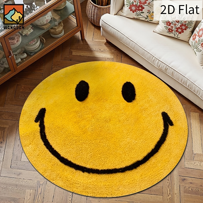 2D Round Flannel Rug Smiley Fa - огляд і ціна Home Bathroom Carpet