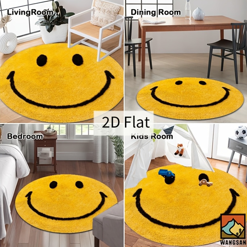 2D Round Flannel Rug Smiley Fa - огляд і ціна Home Bathroom Carpet