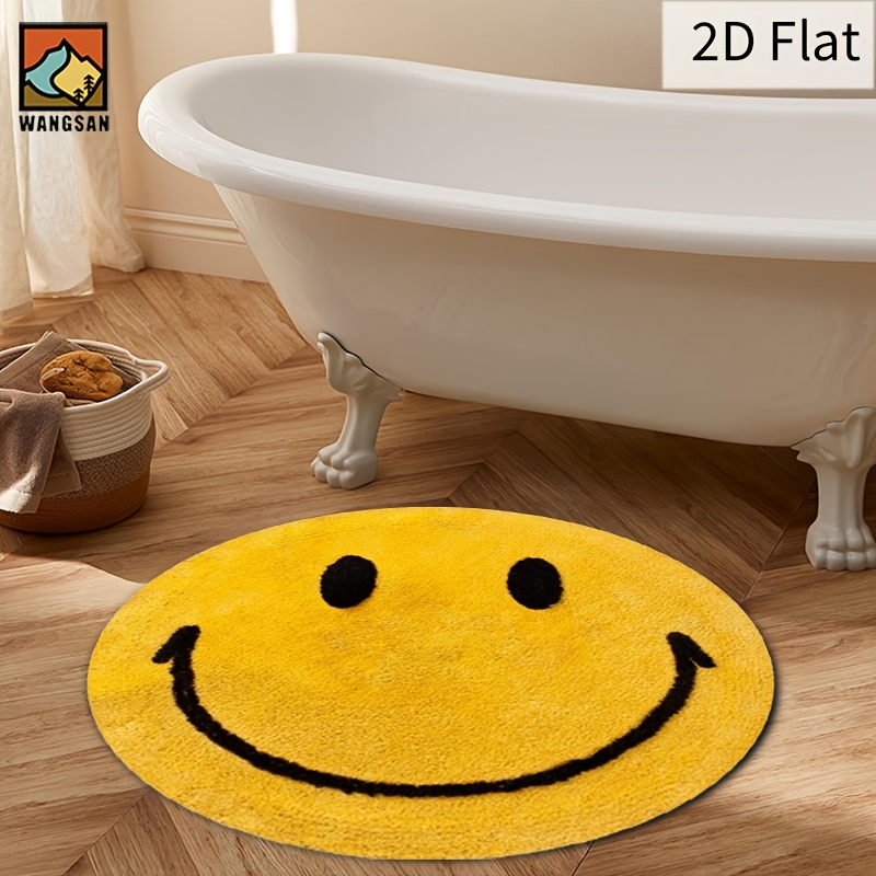 2D Round Flannel Rug Smiley Fa - огляд і ціна Home Bathroom Carpet