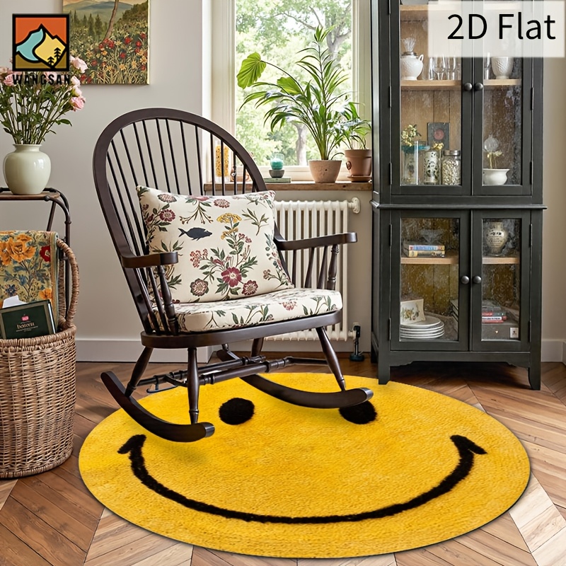 2D Round Flannel Rug Smiley Fa - огляд і ціна Home Bathroom Carpet