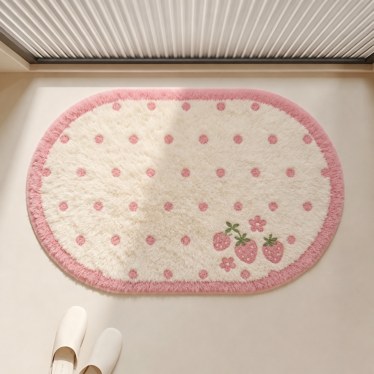 Pink Strawberry Plush Bath Mat - огляд і ціна Home Bathroom Carpet