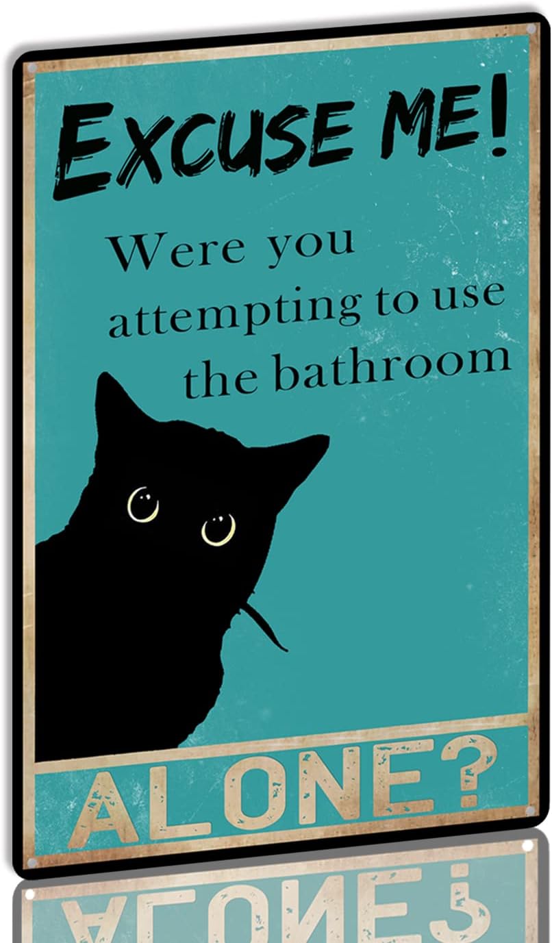 Tin Sign Funny Black Cat Bathr - огляд і ціна Home Alone Bathroom