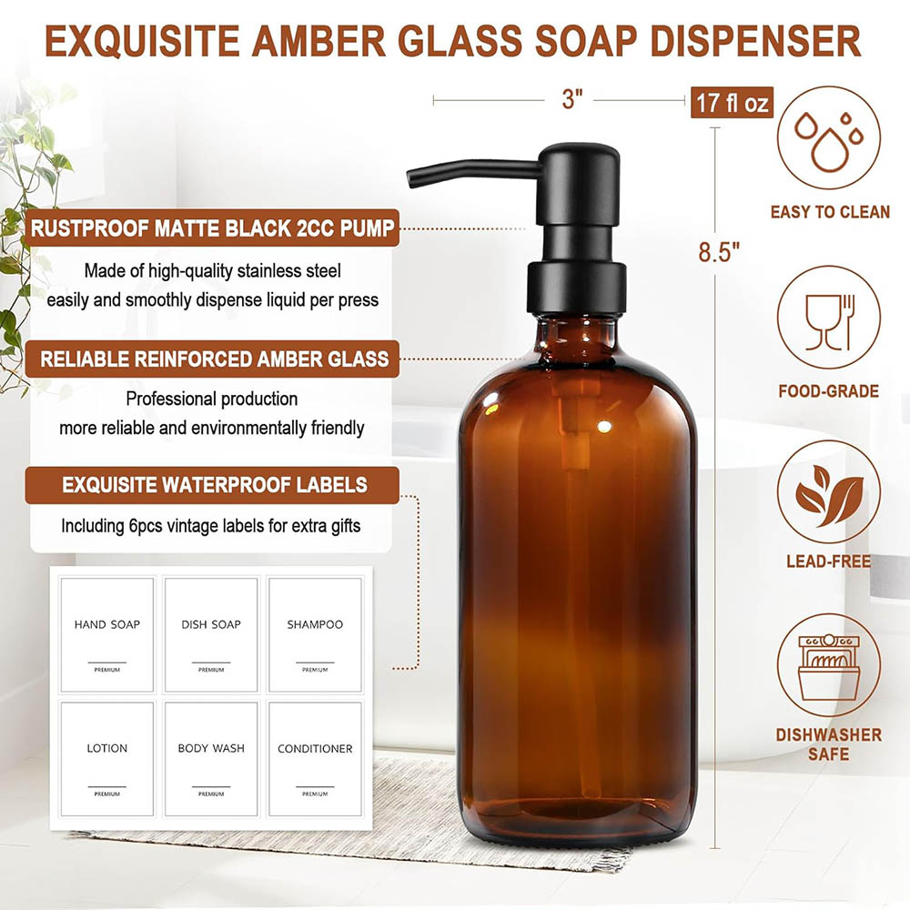 Amber Glass Soap Dispenser, 2  - огляд і ціна Home Bathroom Soap Dispenser
